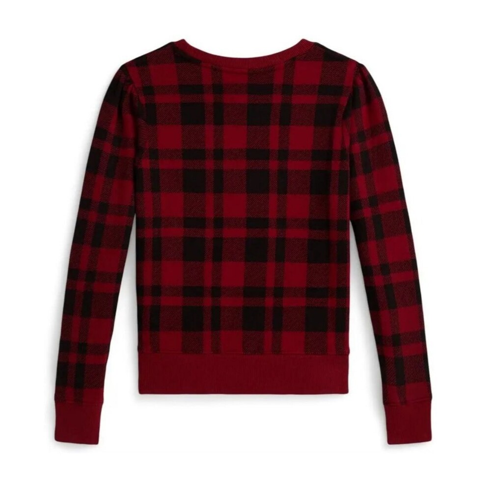 Ralph Lauren Kids Plaid Polo Teddy Bear Fleece Holiday Sweatshirt Size 3 NIP - Picture 2 of 7
